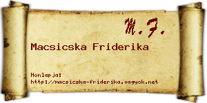 Macsicska Friderika névjegykártya